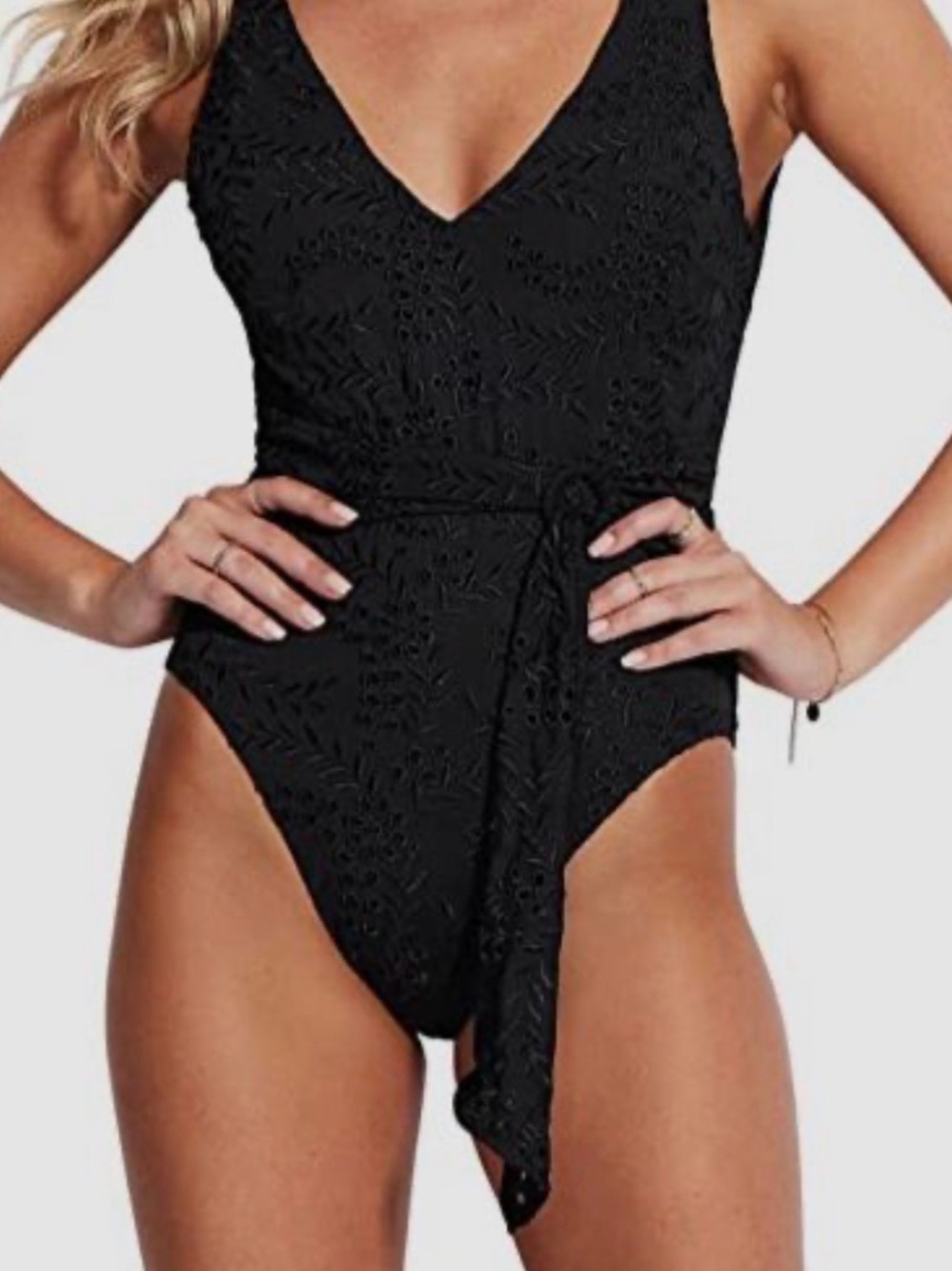 Seafolly Women's Black Costa Bella Belted One Piece Swimsuit Size.New no tags .
